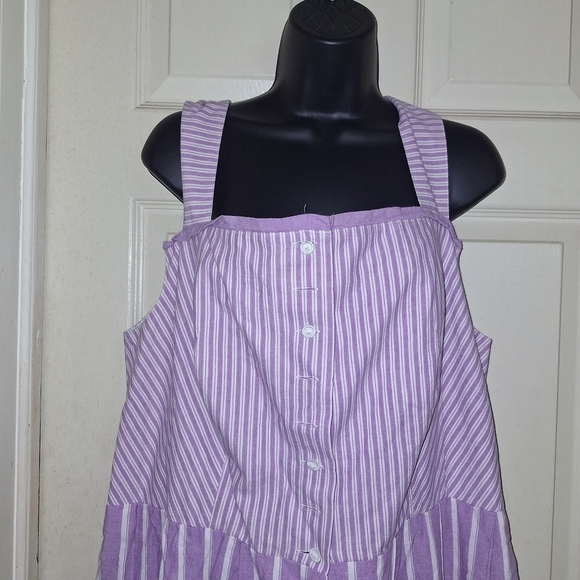 Purple Pleated Sundress with Square Neckline - Picture 3 of 8